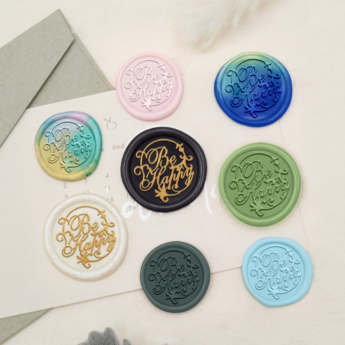 Stamprints Greeting Wax Seal Stamp - Be Happy 3