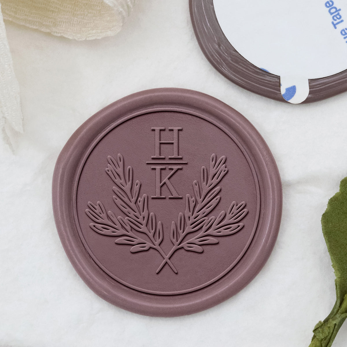 Stamprints Custom Cross Olive Branches Wedding Monogram Wax Seal Stickers 1