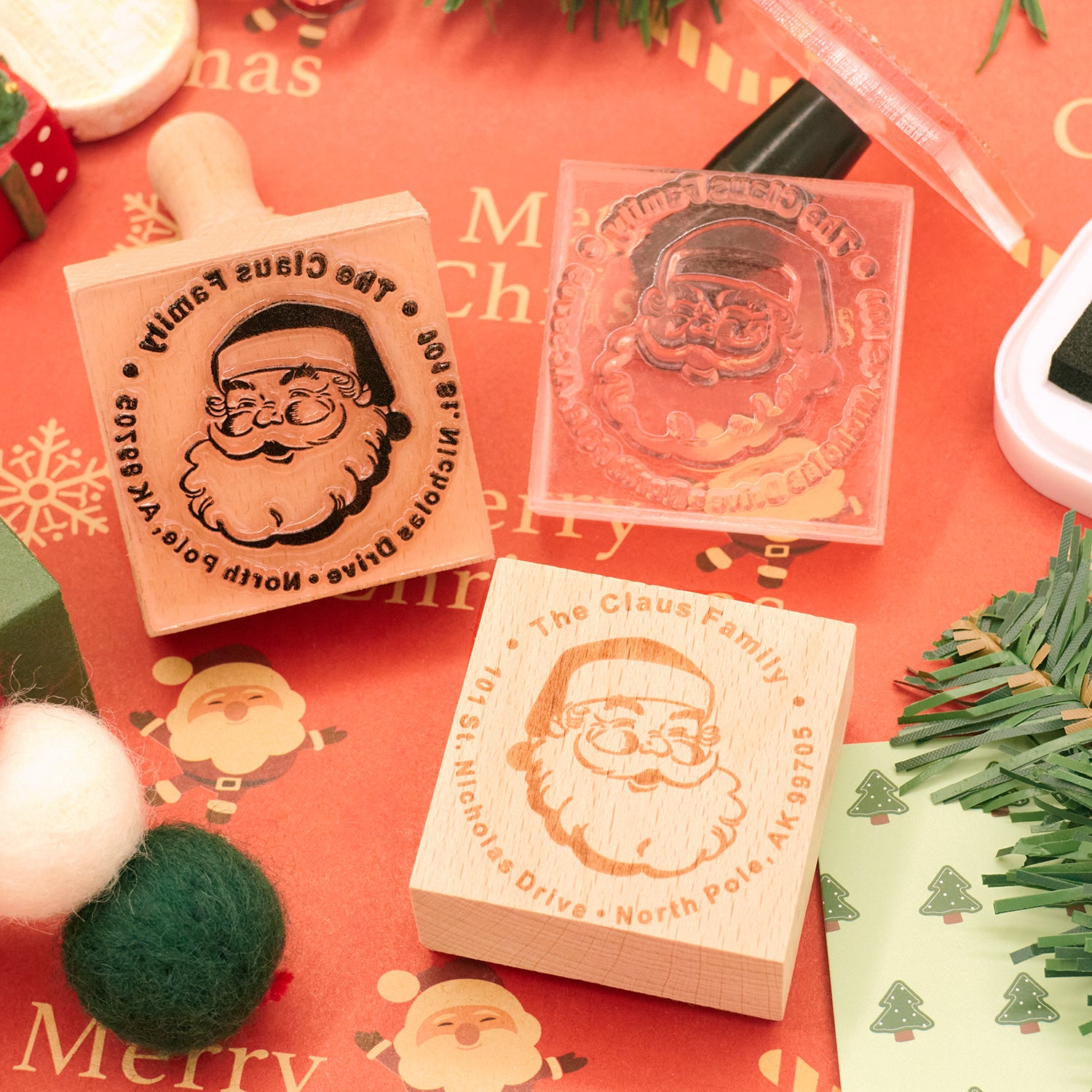 Custom Christmas Address Wooden Rubber Stamp IMG_2532-1