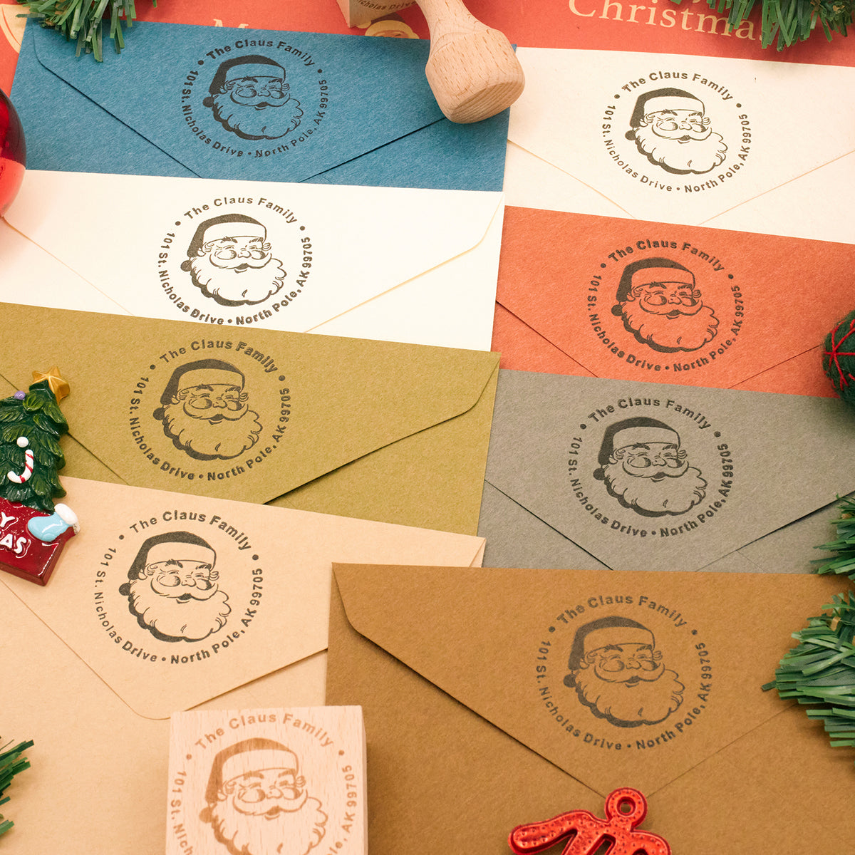 Custom Christmas Address Wooden Rubber Stamp IMG_2525