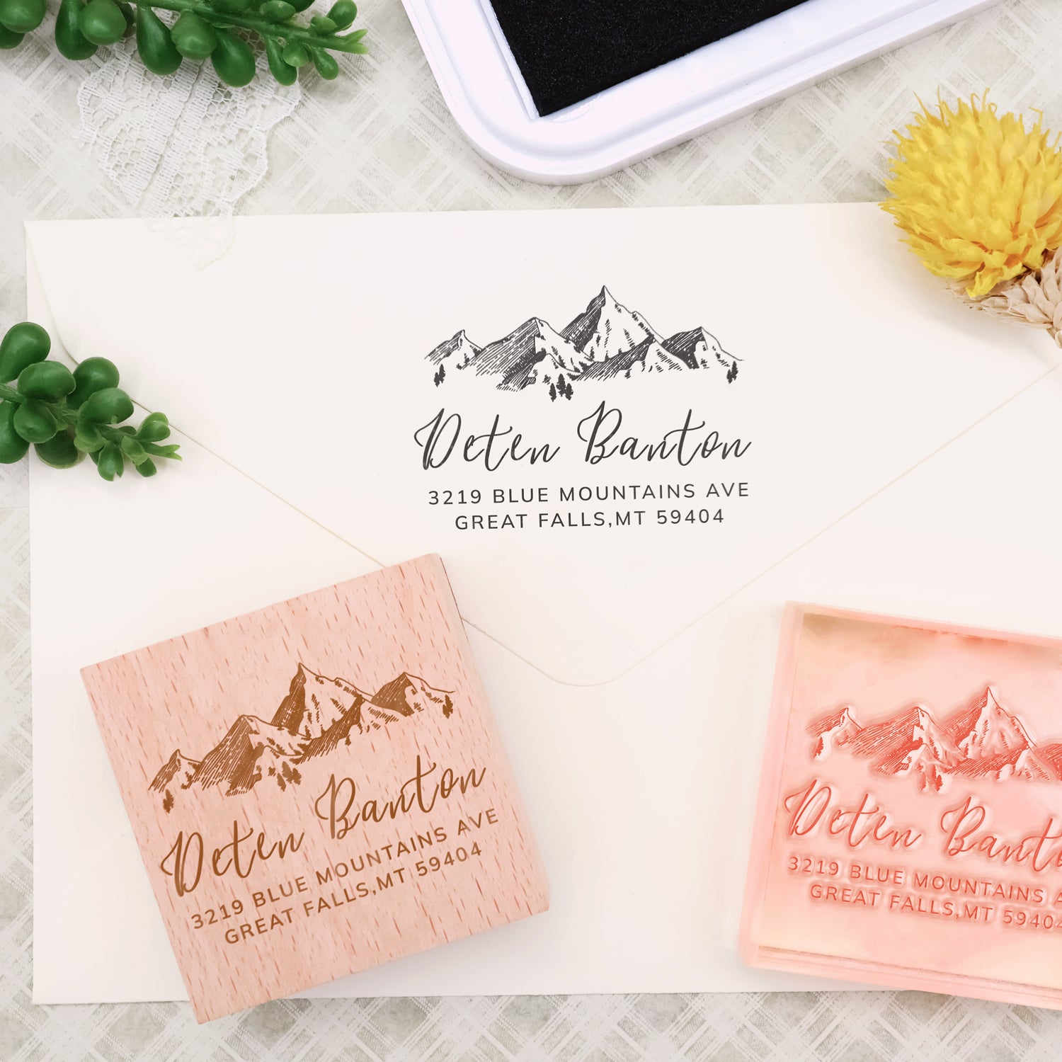 Custom Address Return Rubber Stamp with Your Signature Artwork (27 design)-1