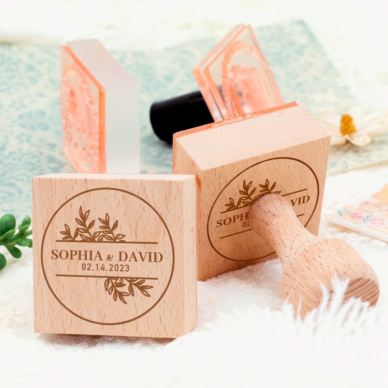 Custom Wedding Rubber Stamp (27 Designs)-4