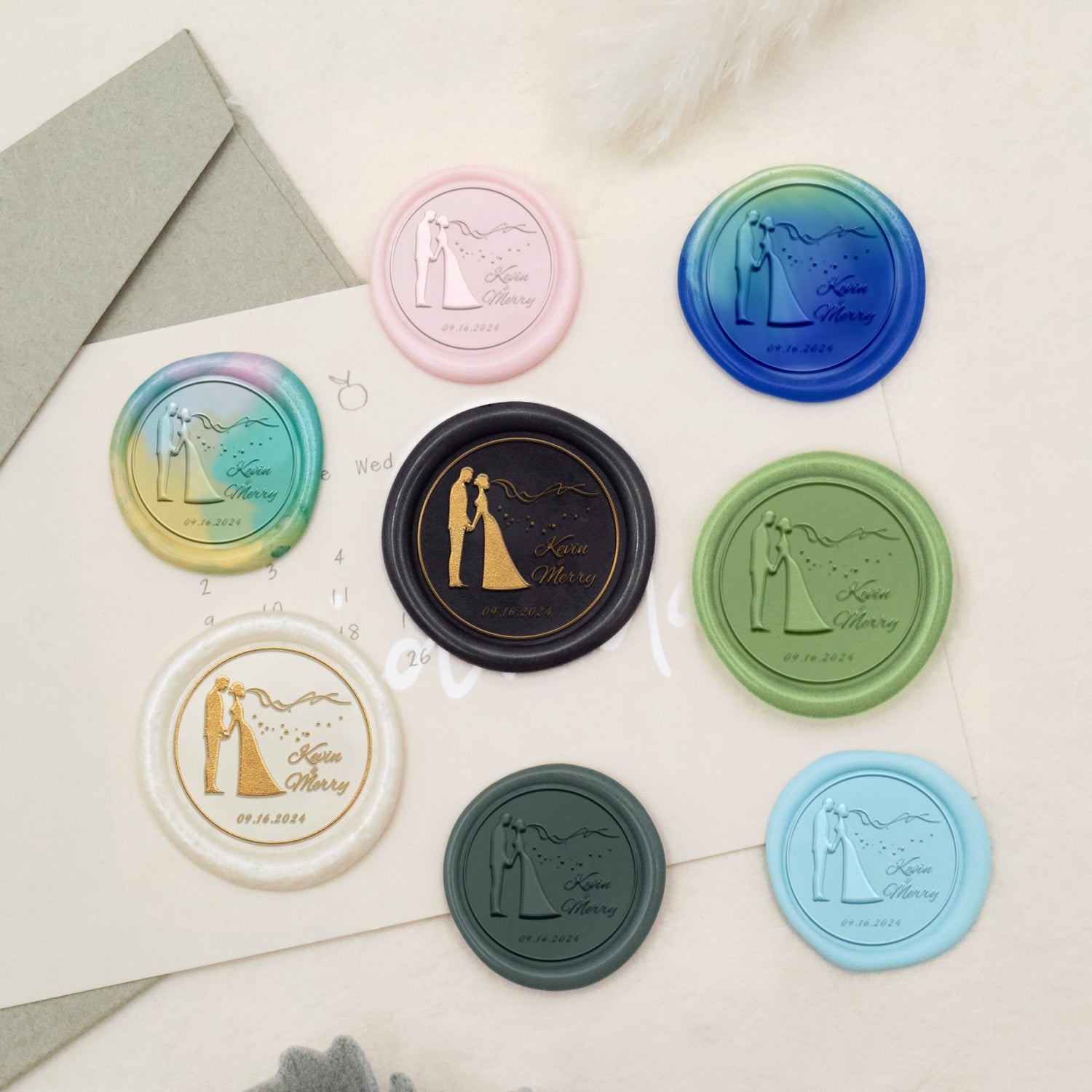 Custom Mustache & Lips Wedding Wax Seal Stamp-21 3