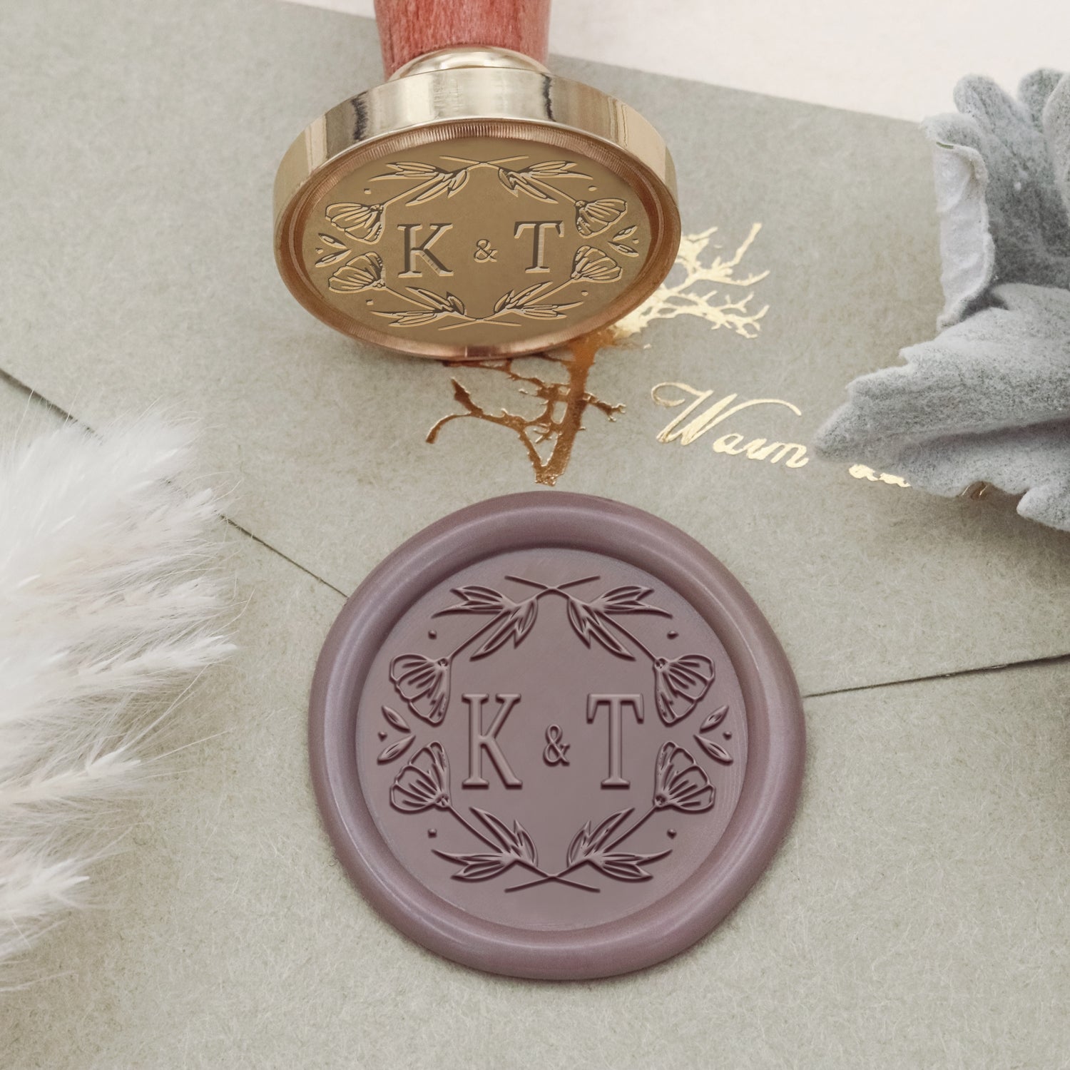 Custom Lily Wedding Monogram Wax Seal Stamp-20 2