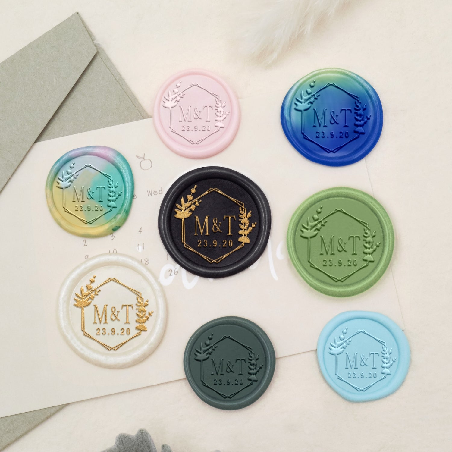 Custom Lily Wedding Monogram Wax Seal Stamp-22 3