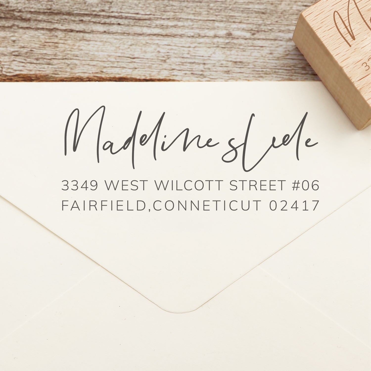 Custom Rectangular Handwriting Font Address Return Rubber Stamp - Style 4 1