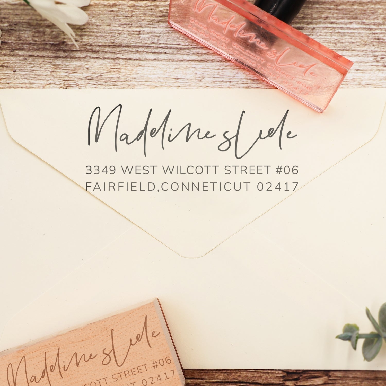 Custom Rectangular Handwriting Font Address Return Rubber Stamp - Style 4 4