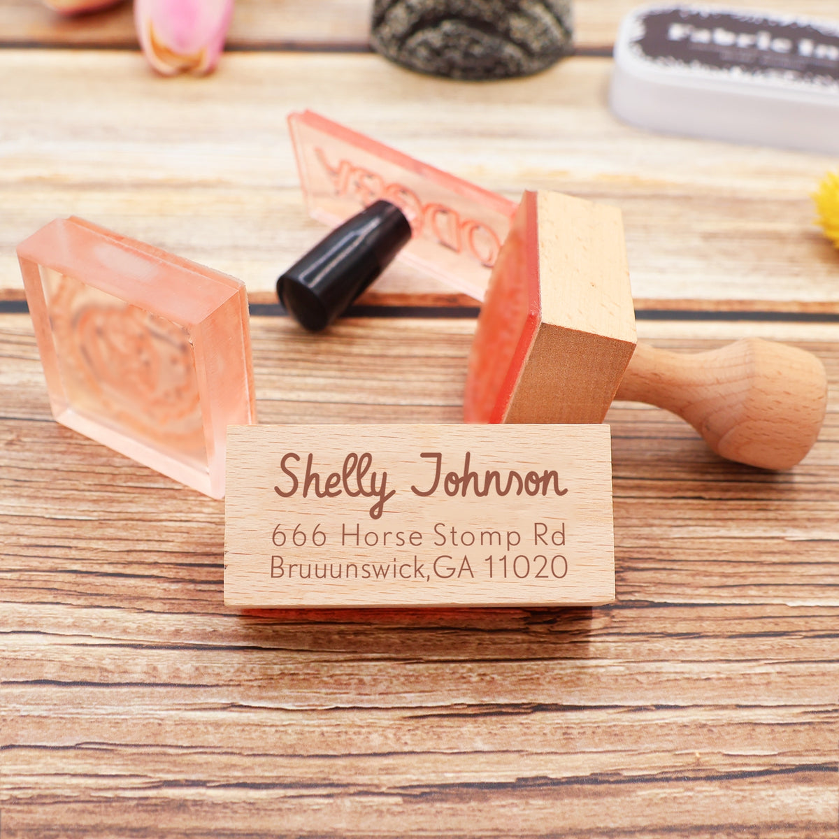 Custom Rectangular Handwriting Font Address Return Rubber Stamp - Style 17 5