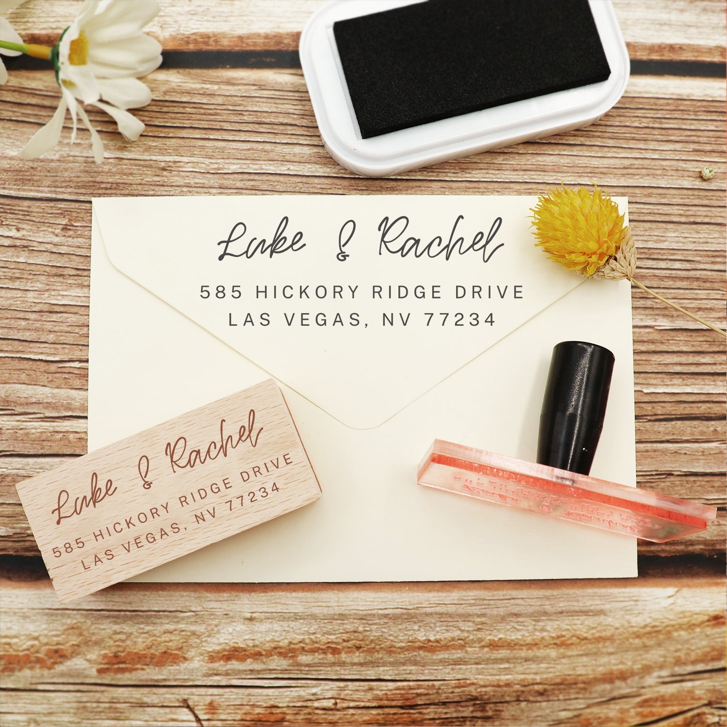 Custom Rectangular Handwriting Font Address Return Rubber Stamp - Style 27 2