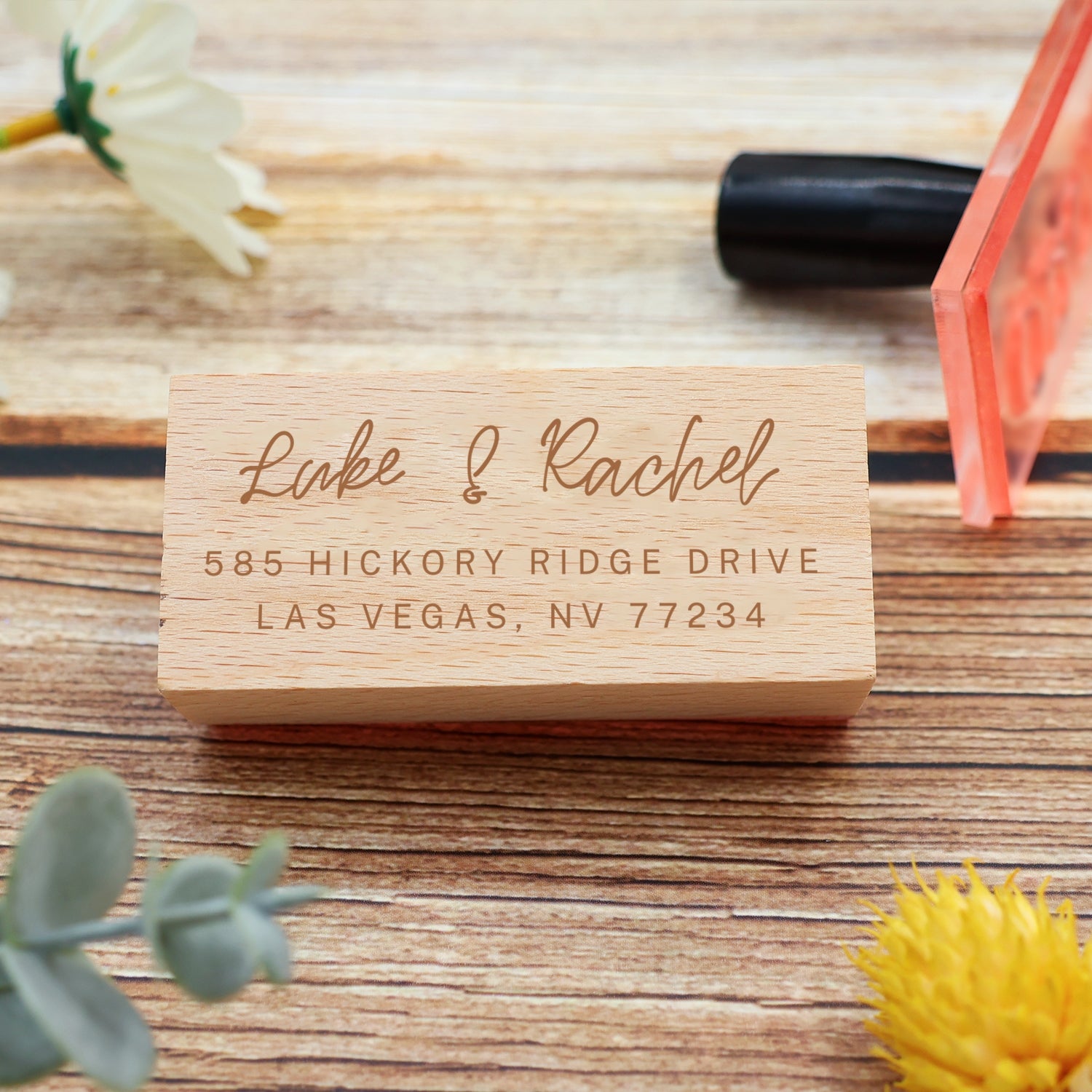 Custom Rectangular Handwriting Font Address Return Rubber Stamp - Style 27 3