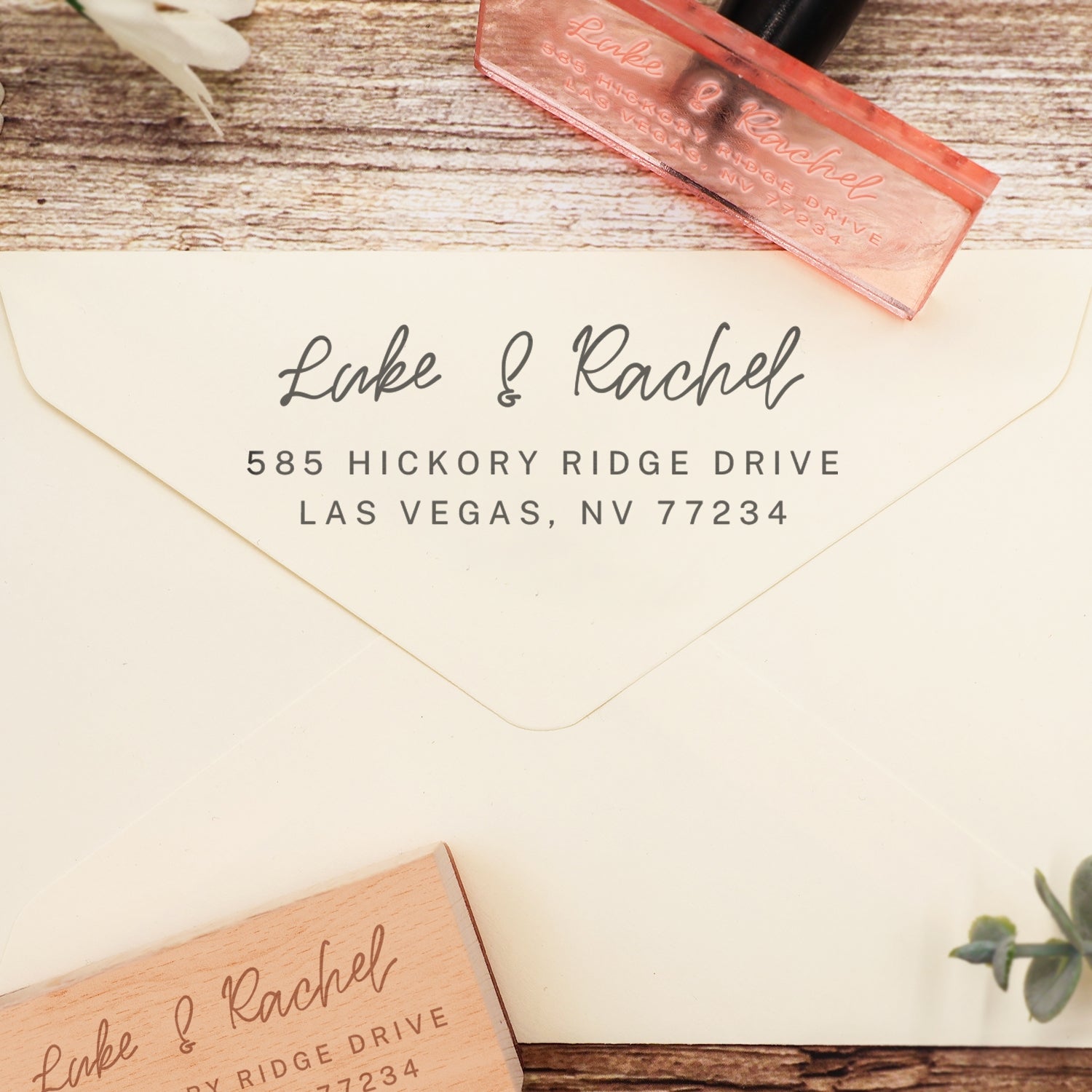 Custom Rectangular Handwriting Font Address Return Rubber Stamp - Style 27 4