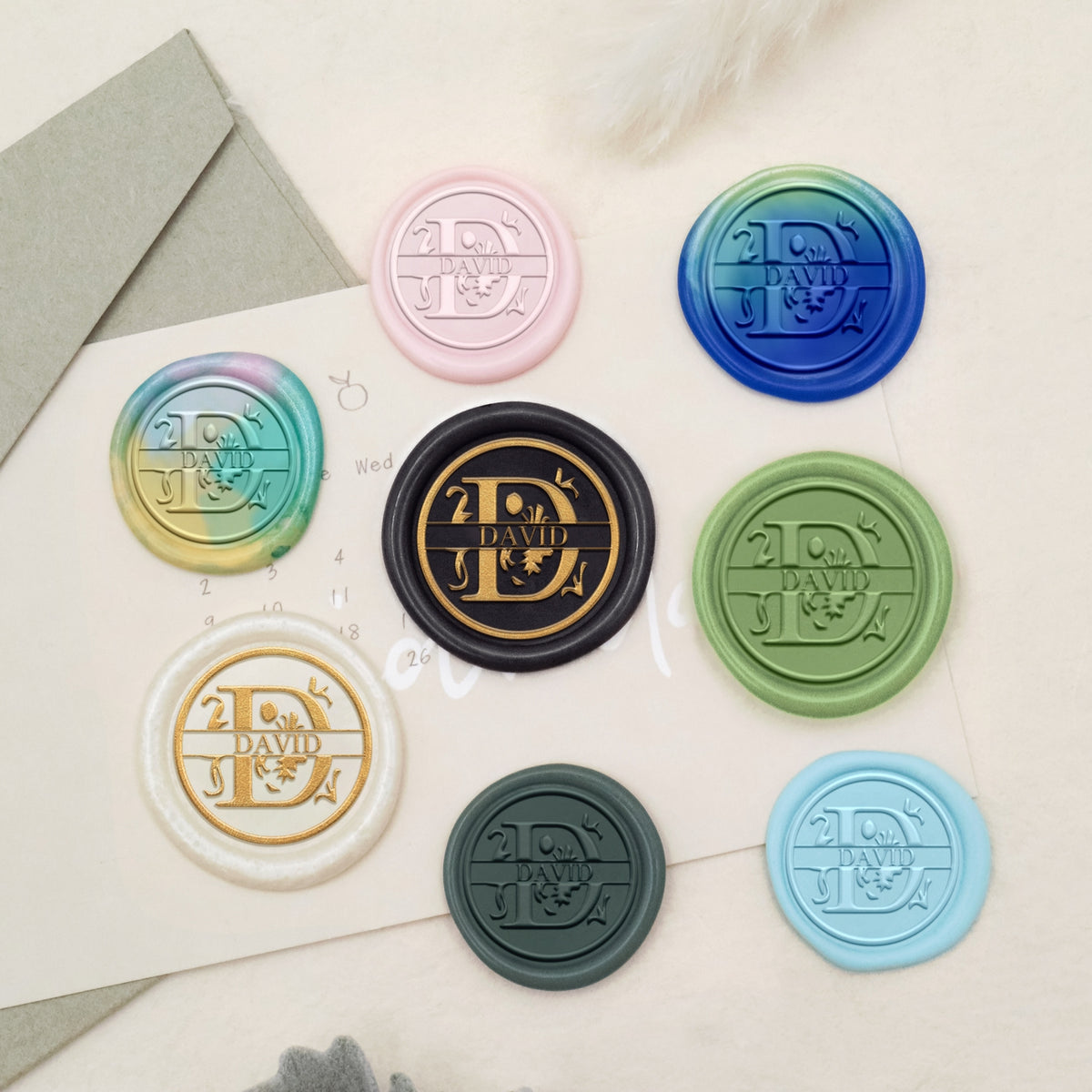 26 Letter Custom Floral Name Wax Seal Stamp - D 3