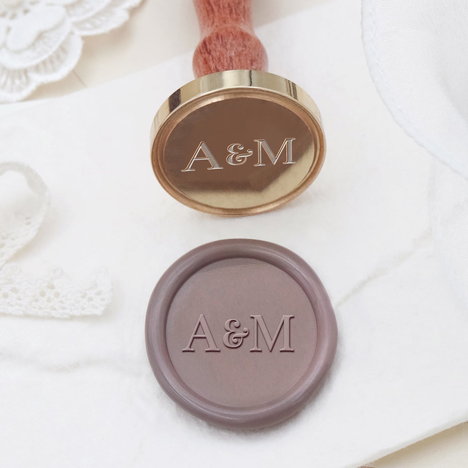 Custom Loving Heart with Horizontal Initials Minimalist Wedding Wax Seal Stamp-3 2