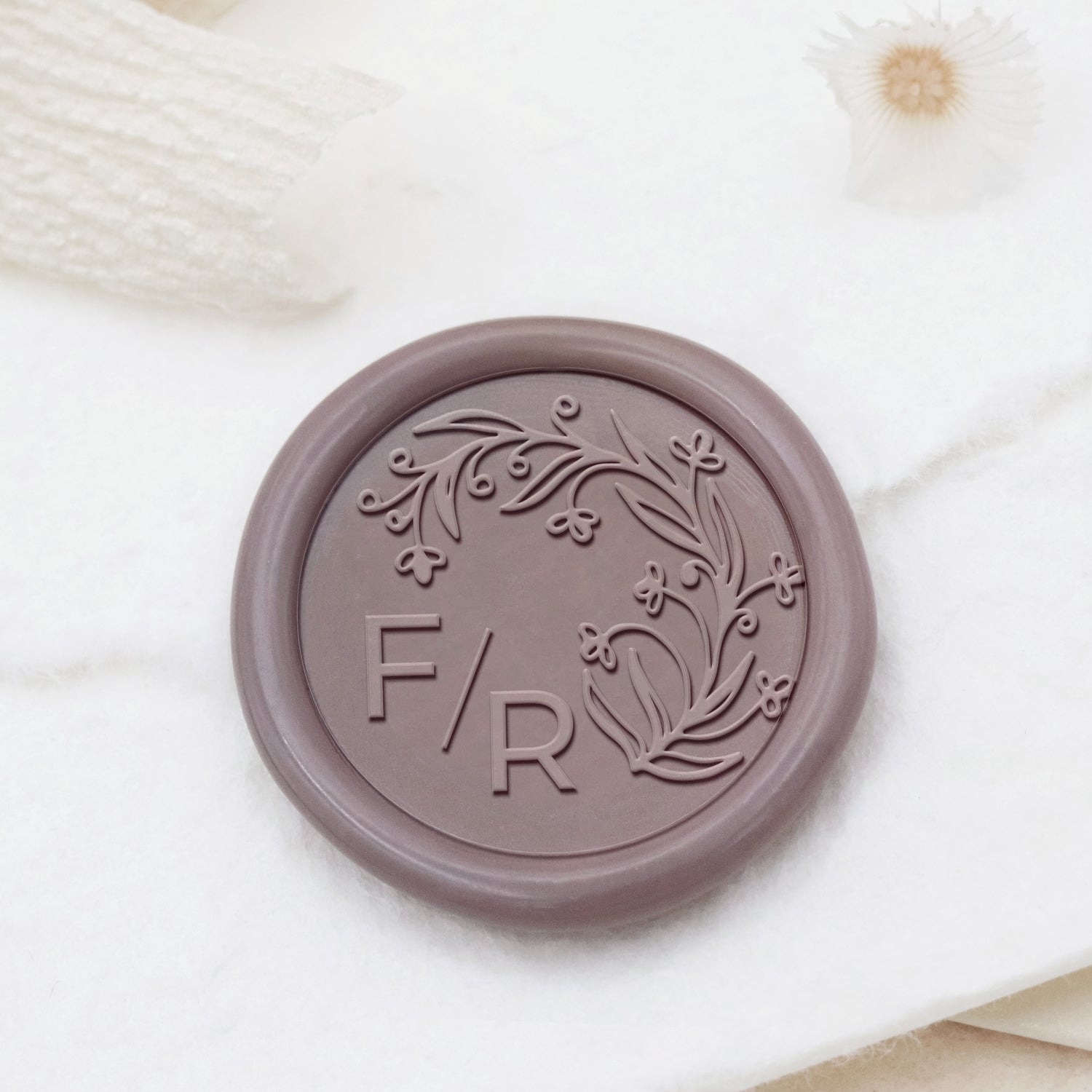 Custom Borderless Botanical Wedding Monogram Wax Seal Stamp - Style 8 1
