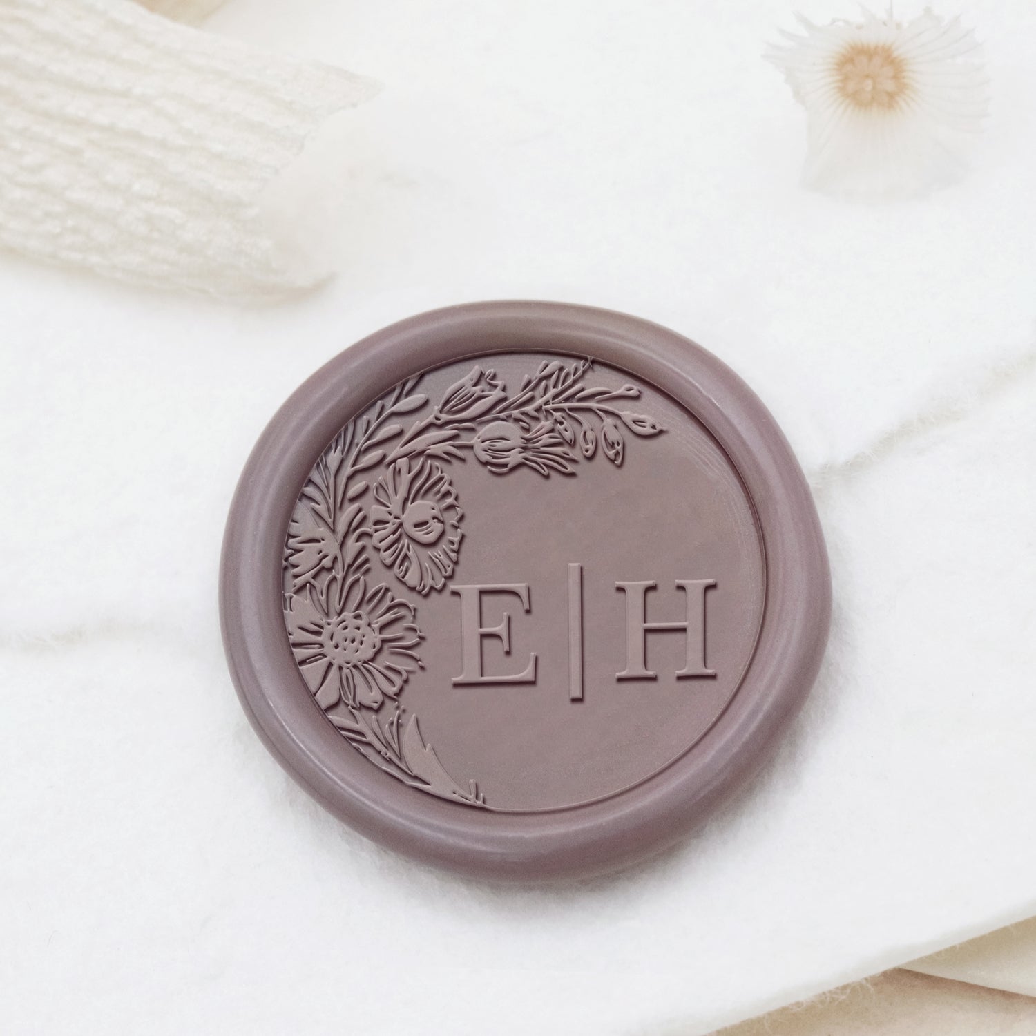Custom Borderless Botanical Wedding Monogram Wax Seal Stamp - Style 13 1