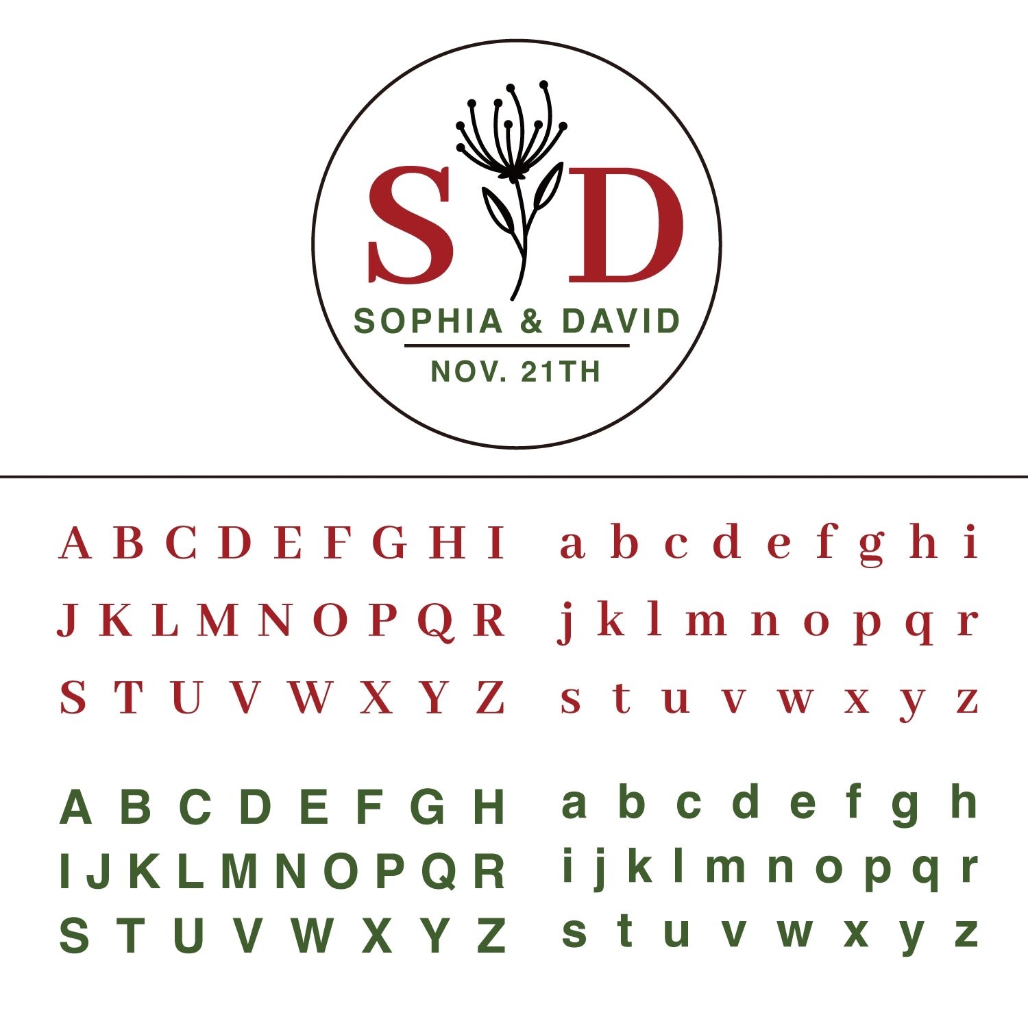 Custom Spider Lily Wedding Name and Date Wax Seal Stamp 2