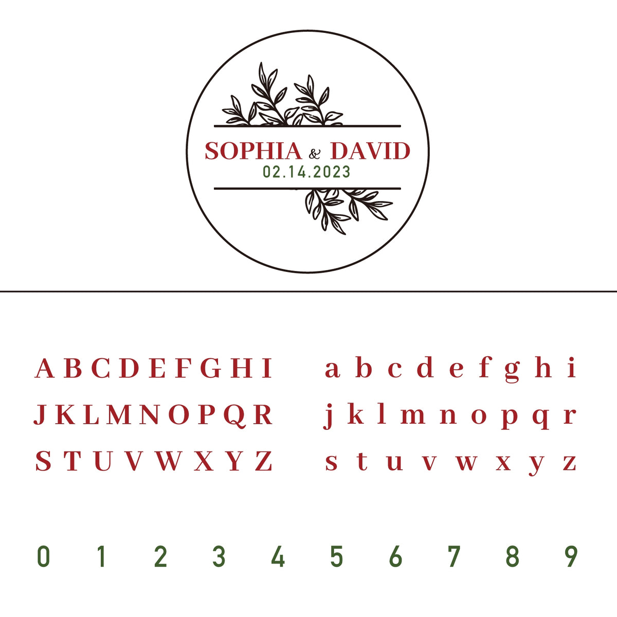 Custom Leaves Wedding Name and Date Wax Seal Stamp 1
