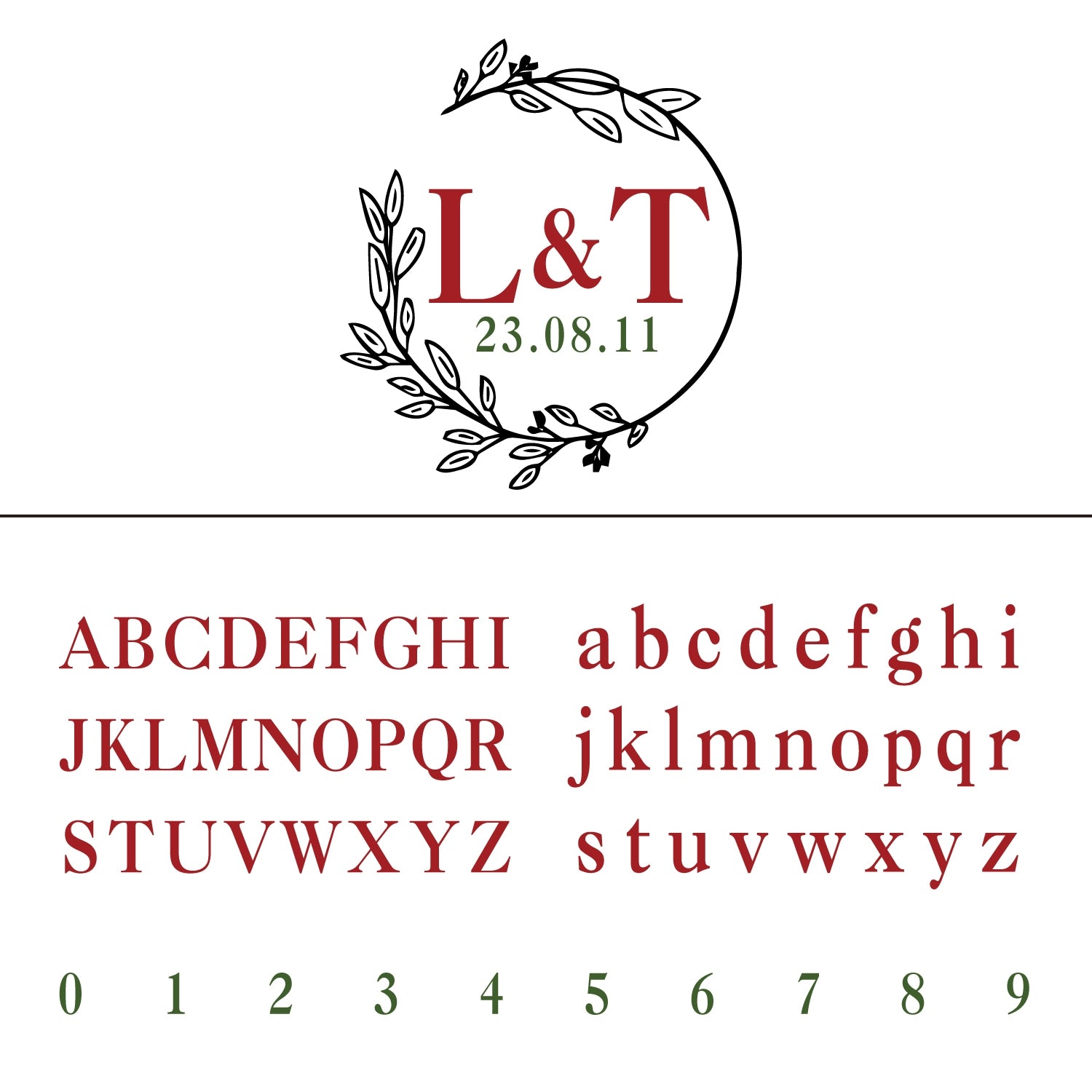 Custom Simple Leaf Wreath Wedding Monogram Wax Seal Stamp 30