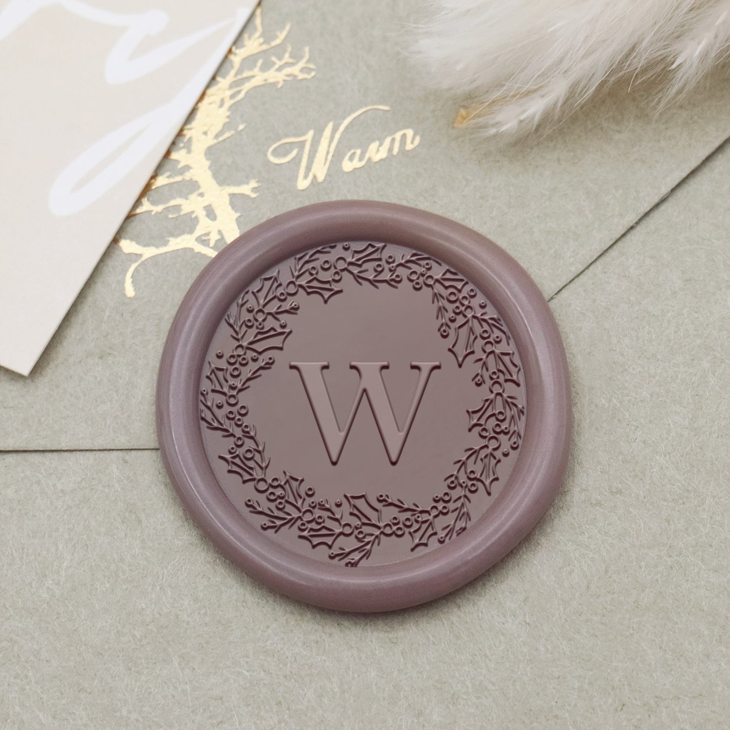 Custom Botanical Border Single Initial Wax Seal Stamp - Style 3 1