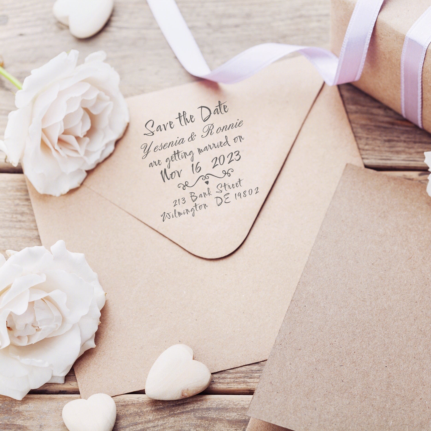 Custom Pure Text Handwriting Font Wedding Save the Date Rubber Stamp6