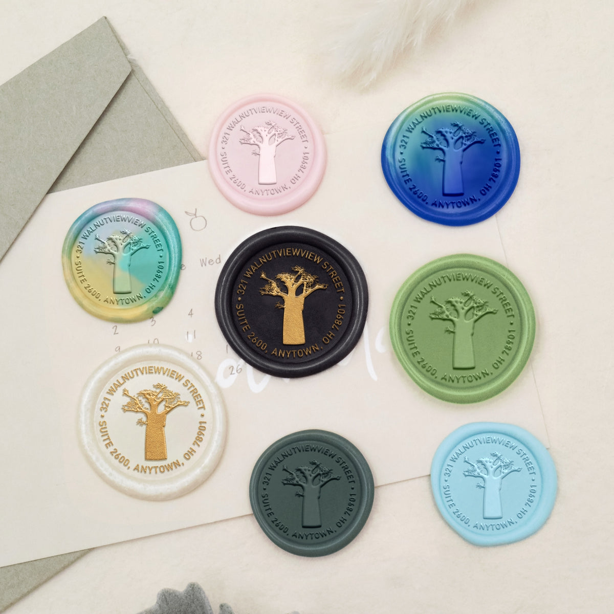 Custom Peony Address Wax Seal Stamp-27 3