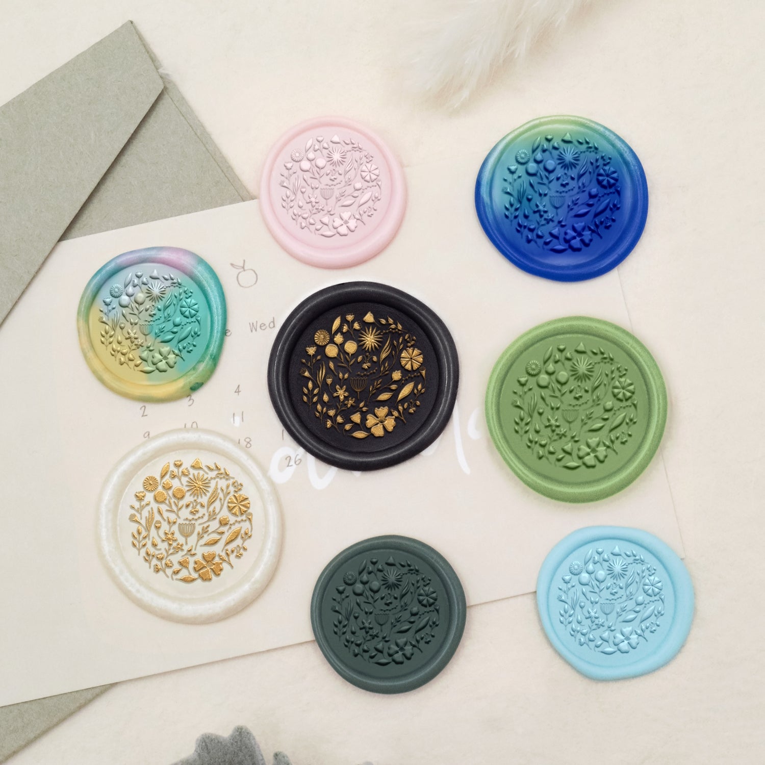 Floral Tile Pattern Wax Seal Stamp - Style 7 3