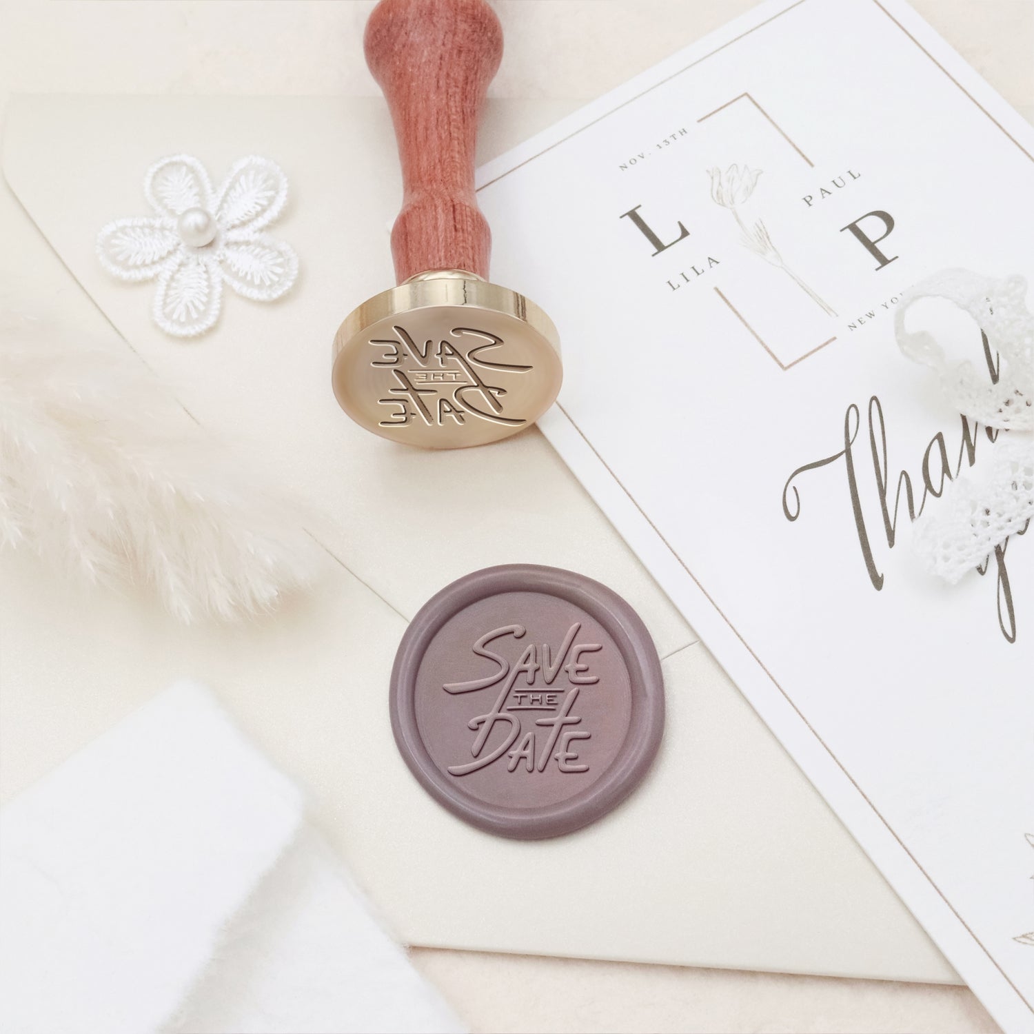 Wedding Invitation & Announcement Wax Seal Stamp - Style 19 19-3