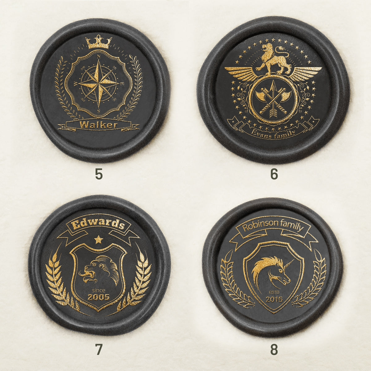 Custom Family Crest Wax Seal Stamp (18 Designs) sku-2