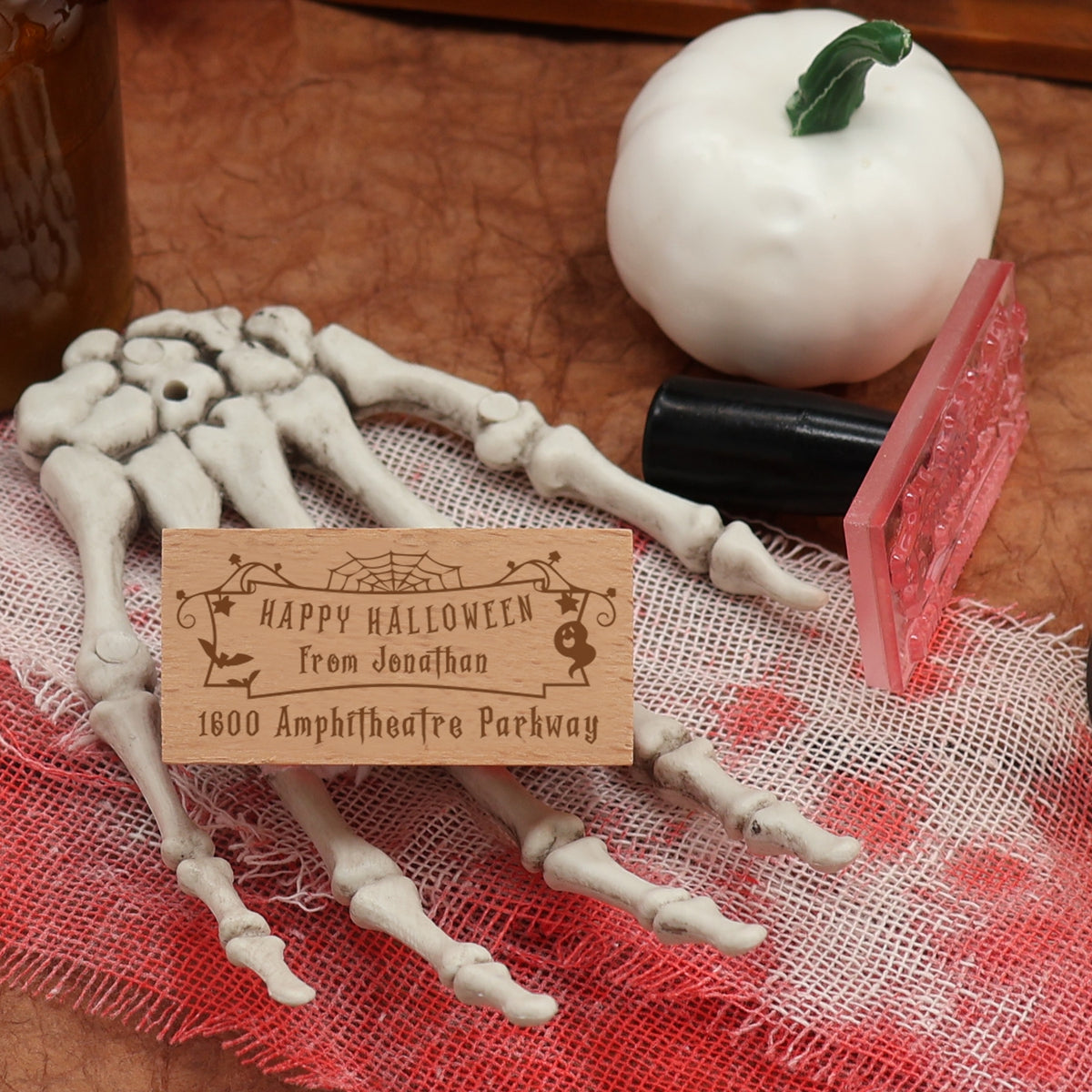 Custom Rectangular Holloween Address Return Rubber Stamp (27 Designs)1