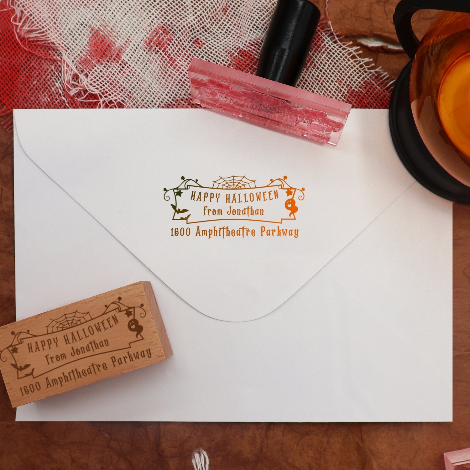 Custom Rectangular Holloween Address Return Rubber Stamp (27 Designs)2