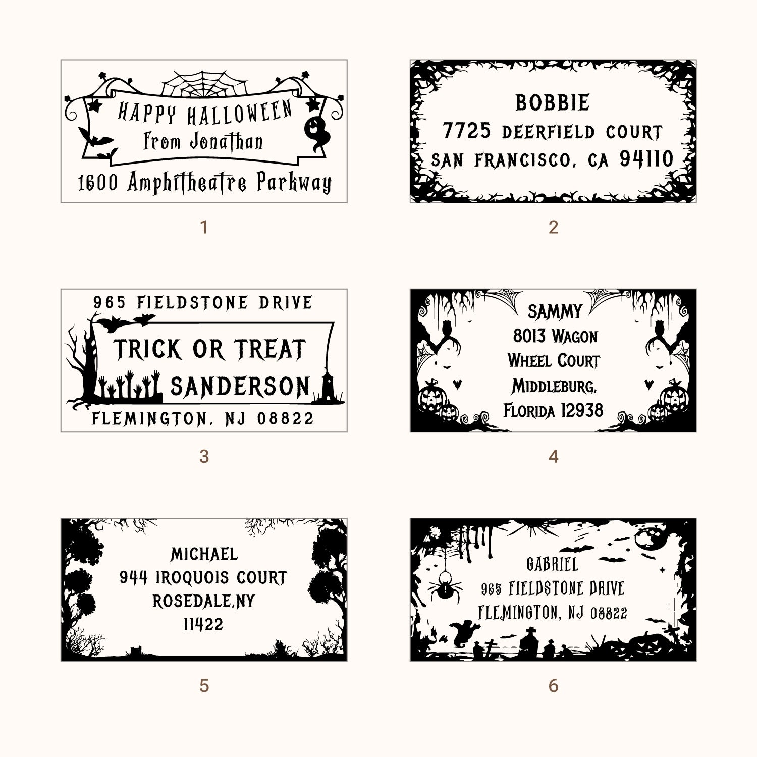 Custom Rectangular Holloween Address Return Rubber Stamp (27 Designs)-sku