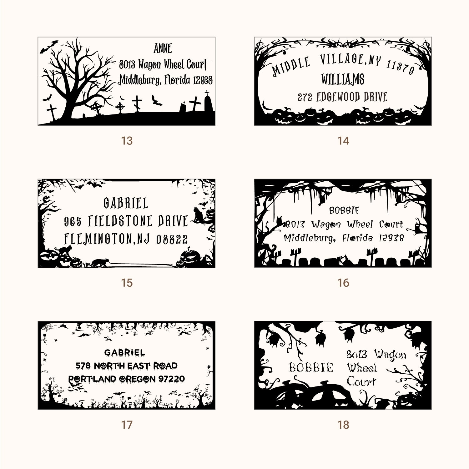 Custom Rectangular Holloween Address Return Rubber Stamp (27 Designs)-sku3