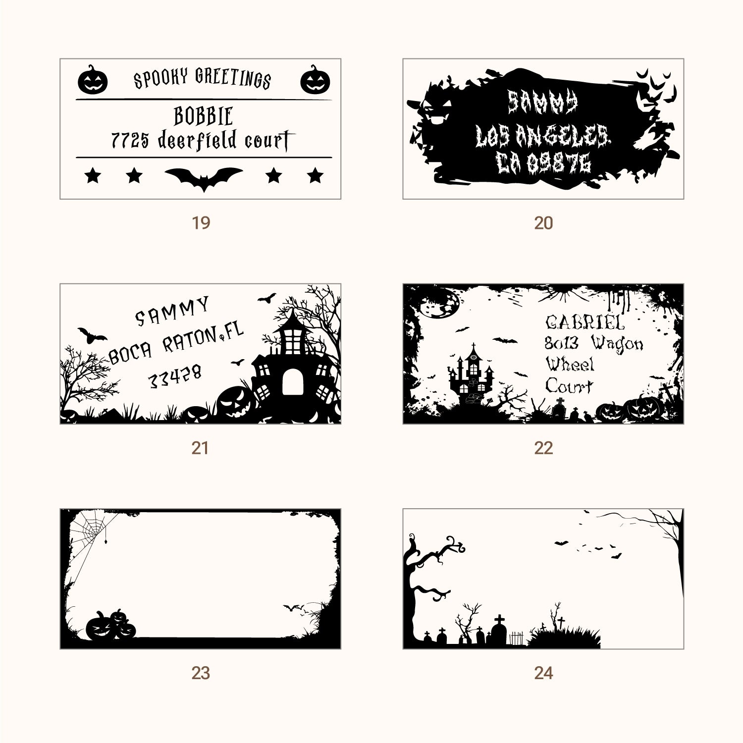 Custom Rectangular Holloween Address Return Rubber Stamp (27 Designs)-sku4