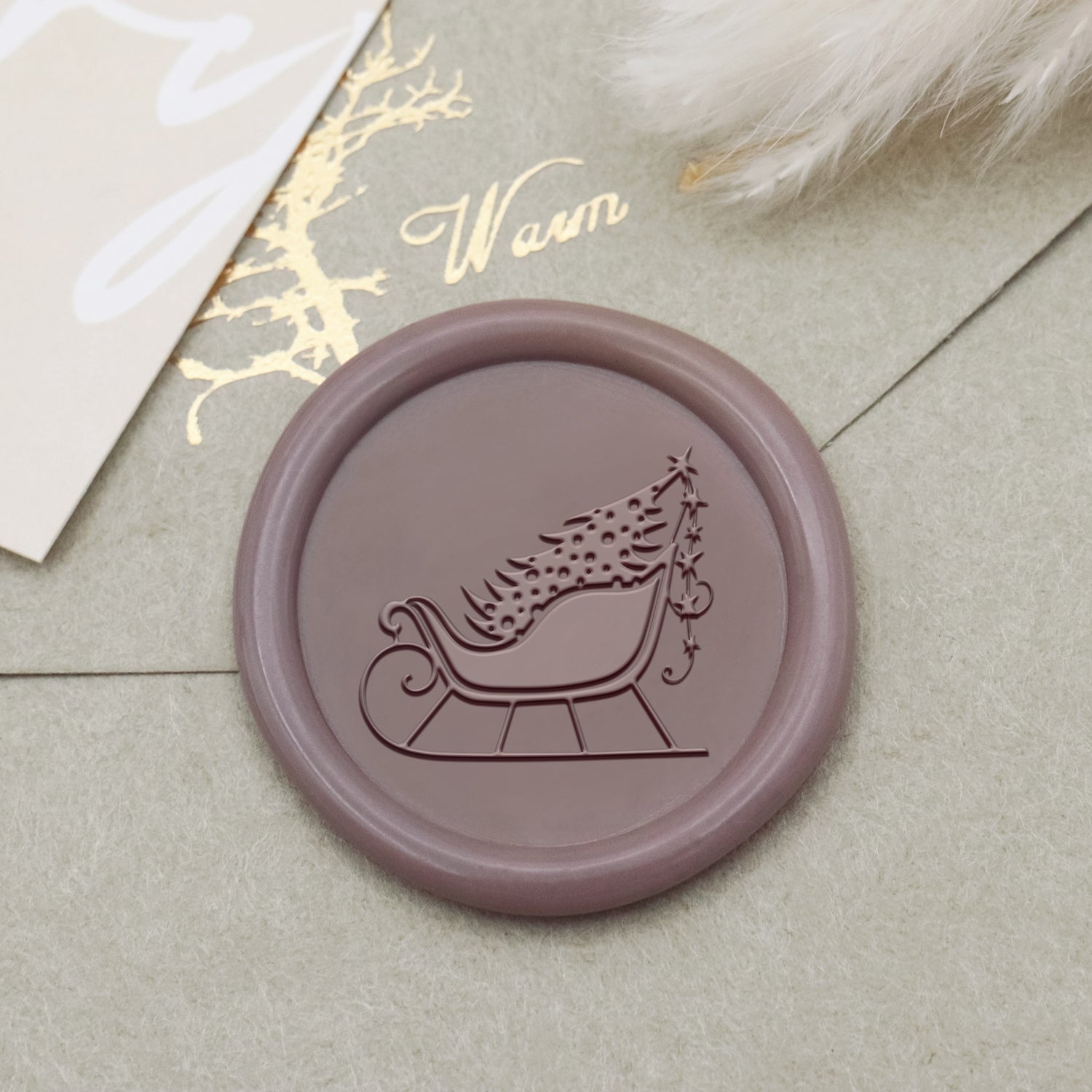 Sleigh with Christmas Tree Wax Seal Stamp1