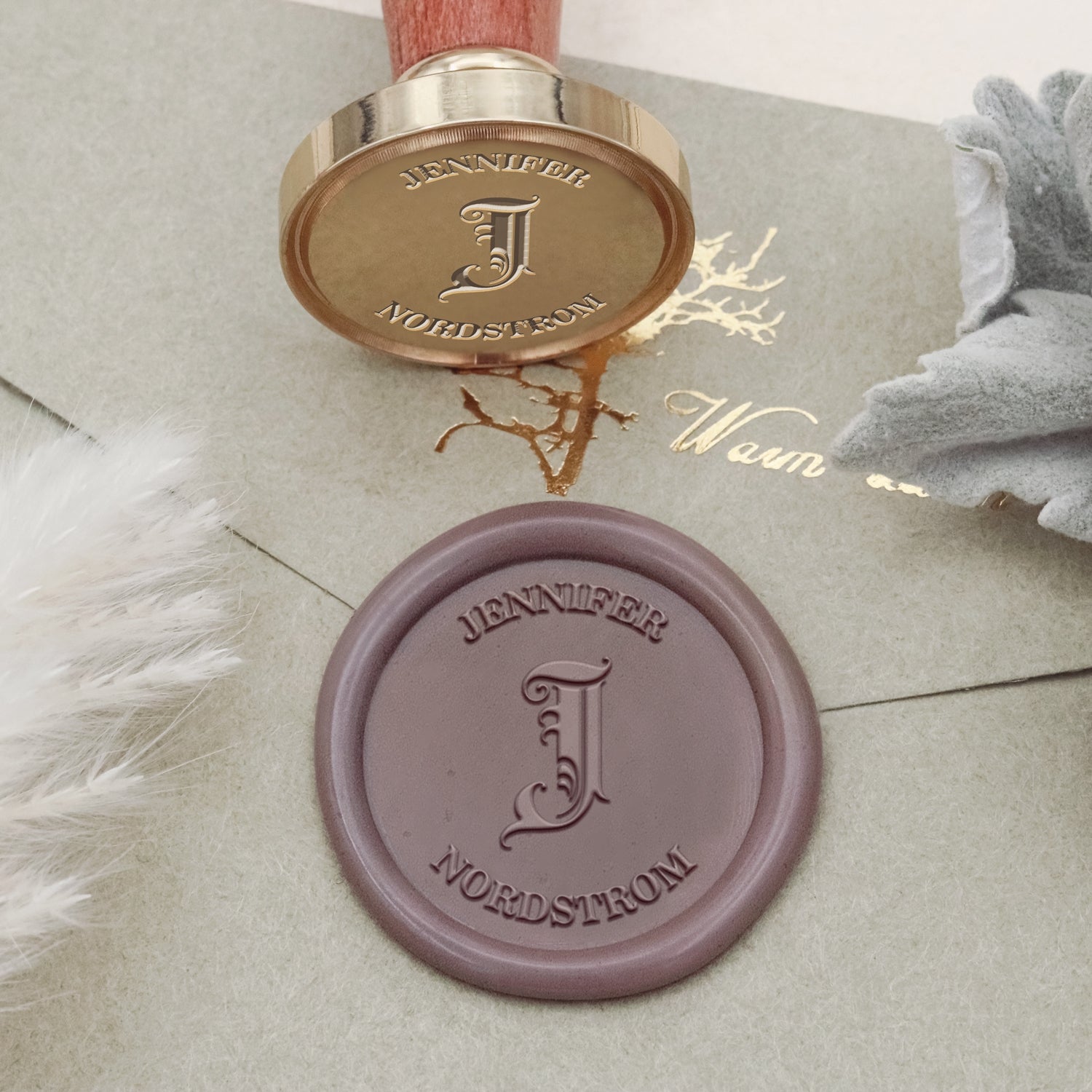 Custom Curlicue Capital Initial Name Wax Seal Stamp 2