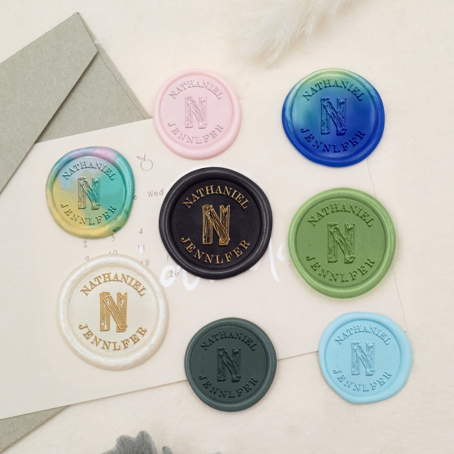 Custom Vined Capital Initial Name Wax Seal Stamp 3