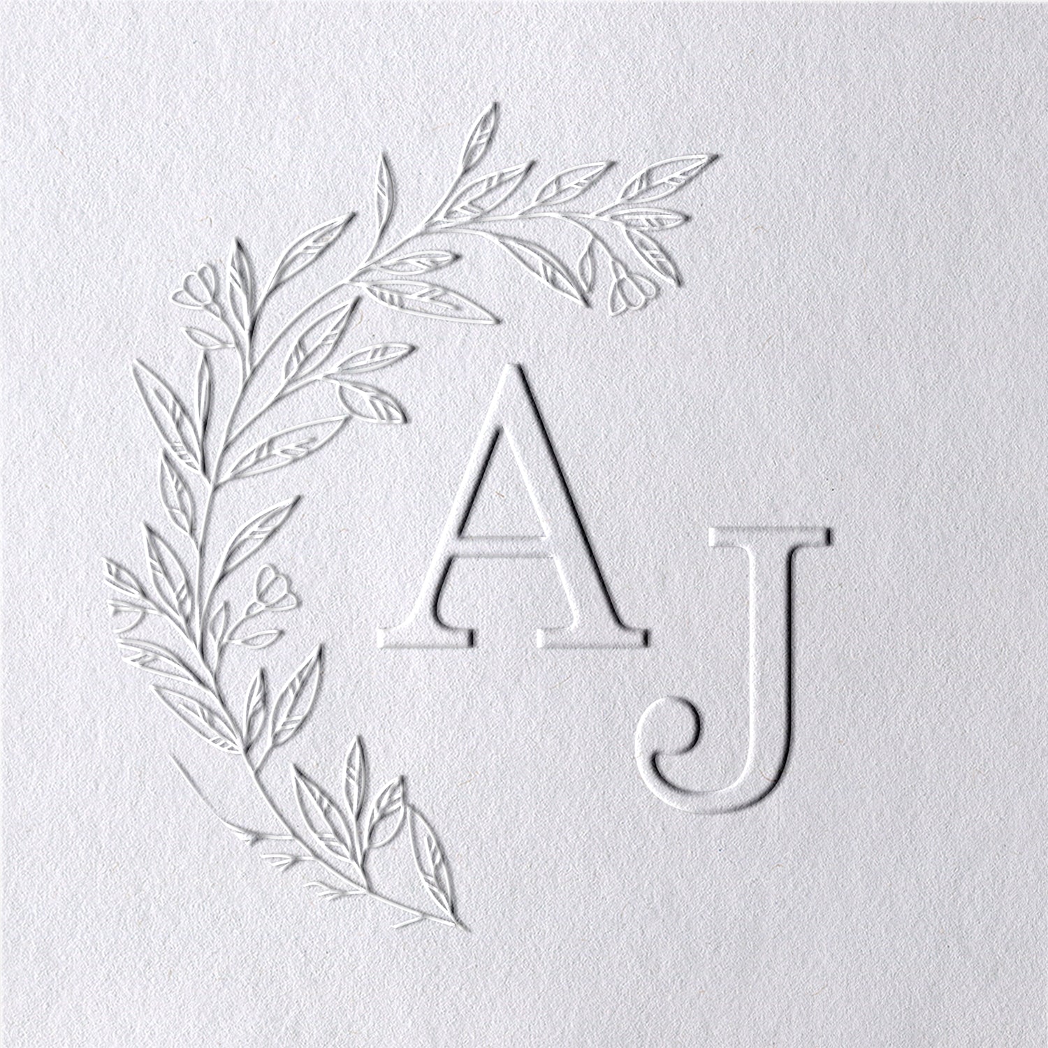 Custom Botanical Initials Wedding Monogram Embosser - Style 2 Custom Botanical Initials Wedding Monogram Embosser - Style 221