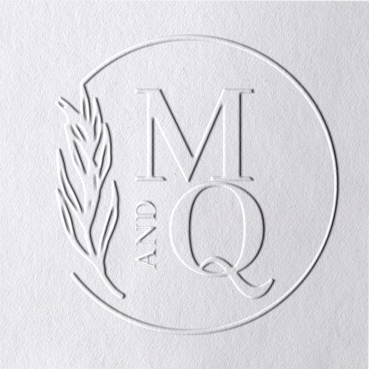 Custom Ear of Wheat Wedding Monogram Initial Embosser 91