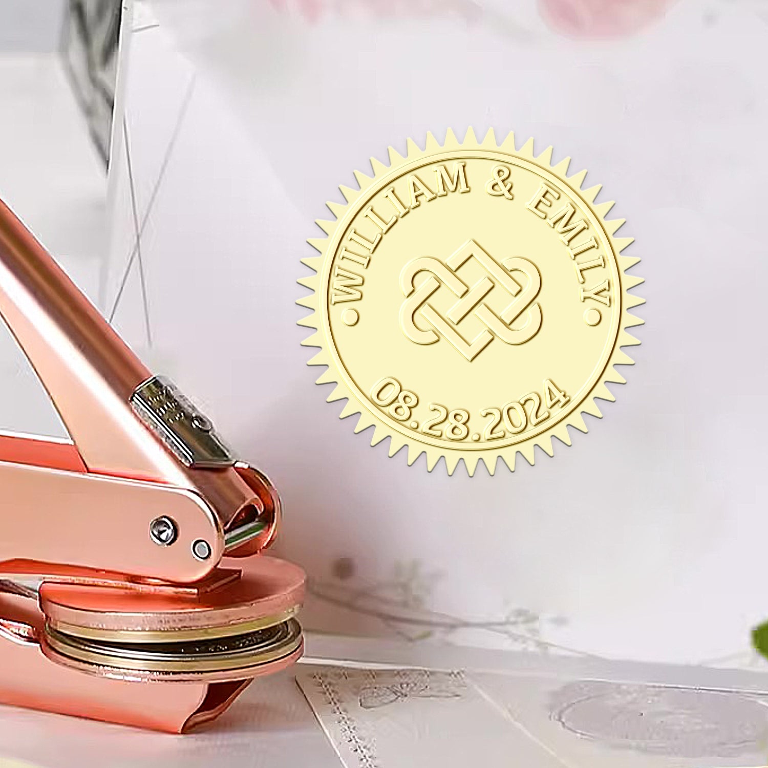 Custom True Lover's Knot Wedding Embosser 1241